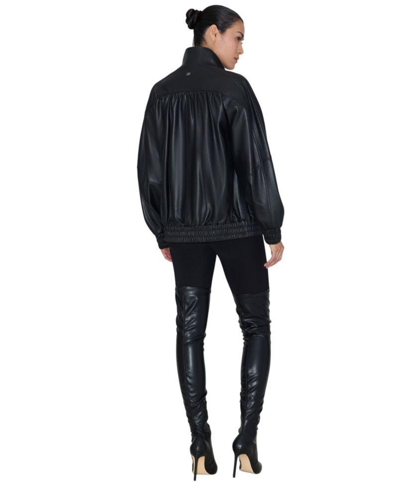 Women's Miu Oversized-Bomber Leather Jacket