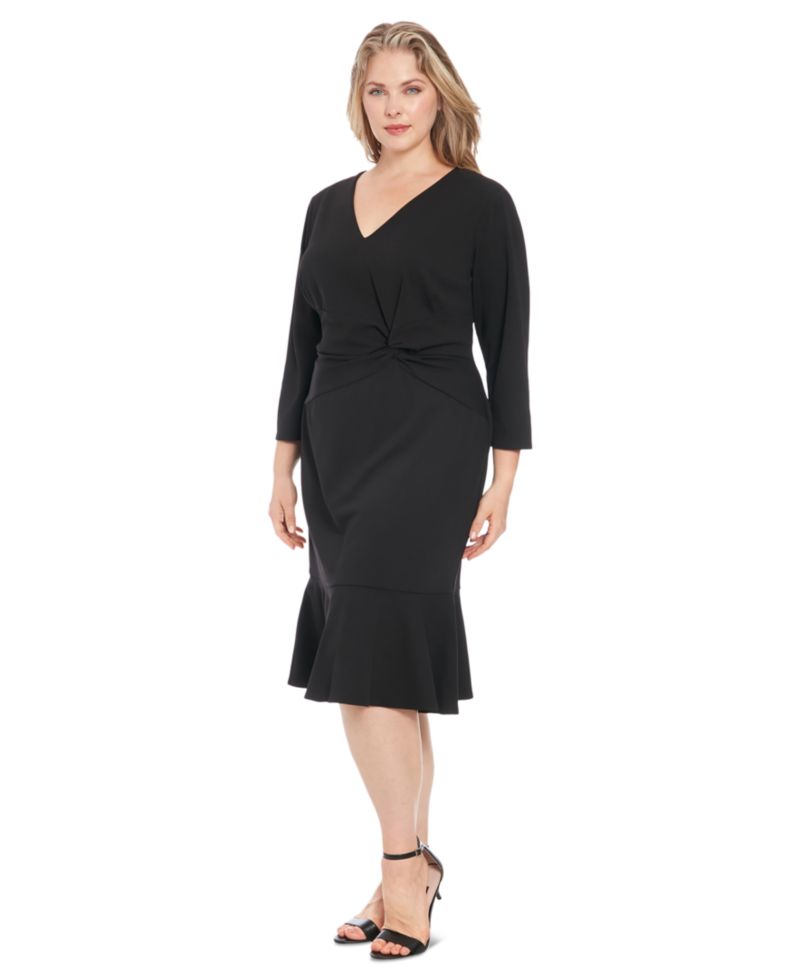Plus Size Side-Knot 3/4-Sleeve Dress