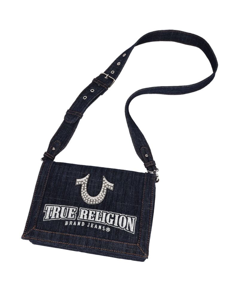 Bling Horseshoe Denim Messenger Bag with Adjustable Strap