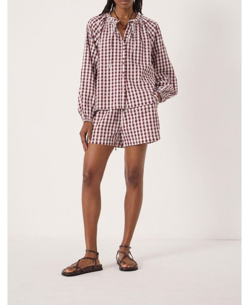 Women's Elsa Gathered Gingham Beach Shirt
