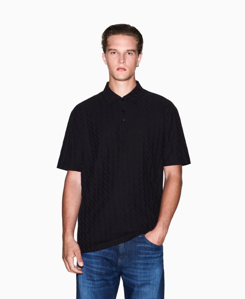 Men's Short Sleeve Mercerized Cotton Jacquard Polo Shirt