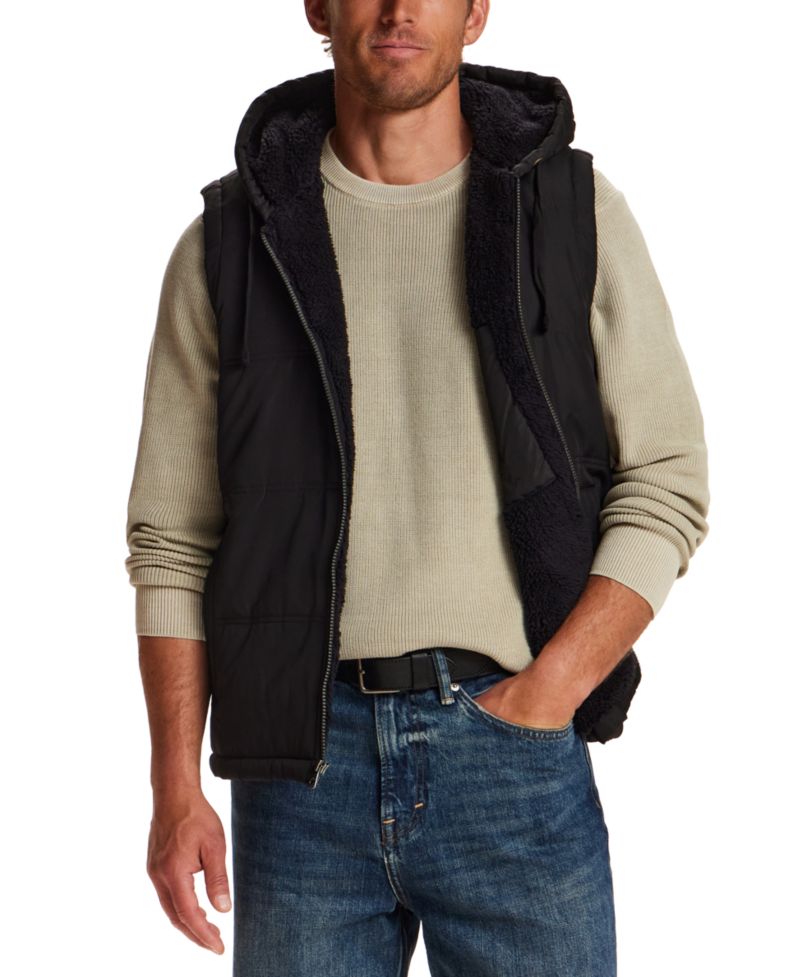 Men's Sherpa Hooded Full-Zip Vest