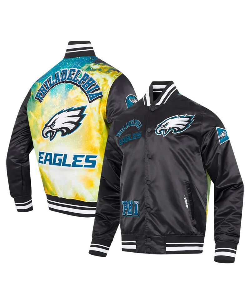 Men's Black Philadelphia Eagles Sublimated Satin Full-Snap Jacket