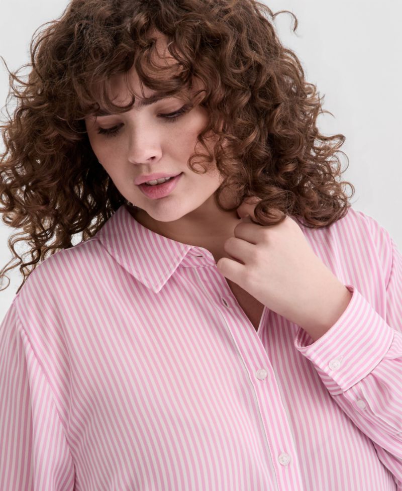 Trendy Plus Size Button-Front Crepe Shirt