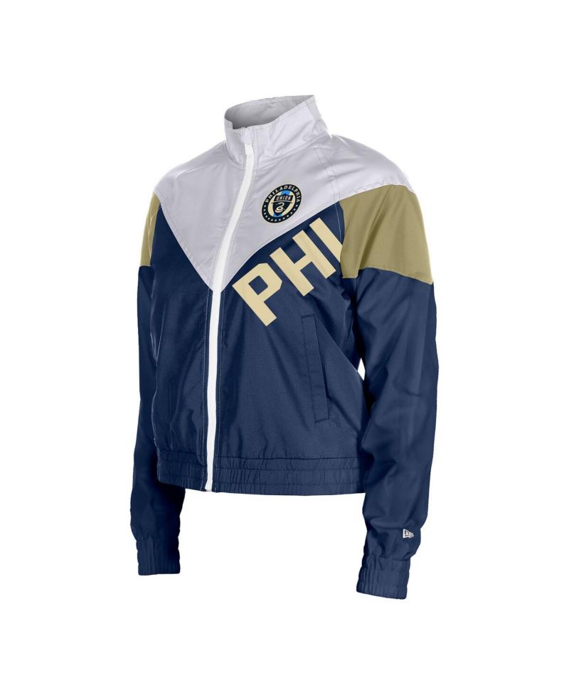 Women's Navy Philadelphia Union Leisure Cropped Full-Zip Windbreaker Jacket