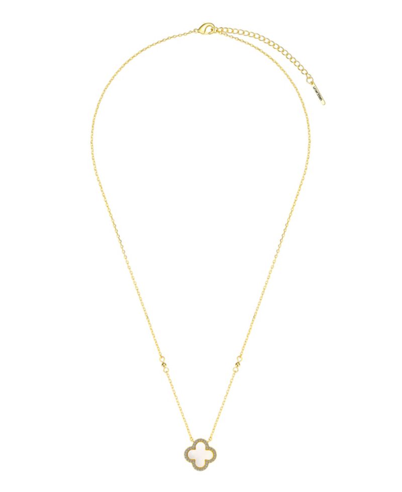 Cubic Zirconia and Mother of Pearl Clover Necklace Set