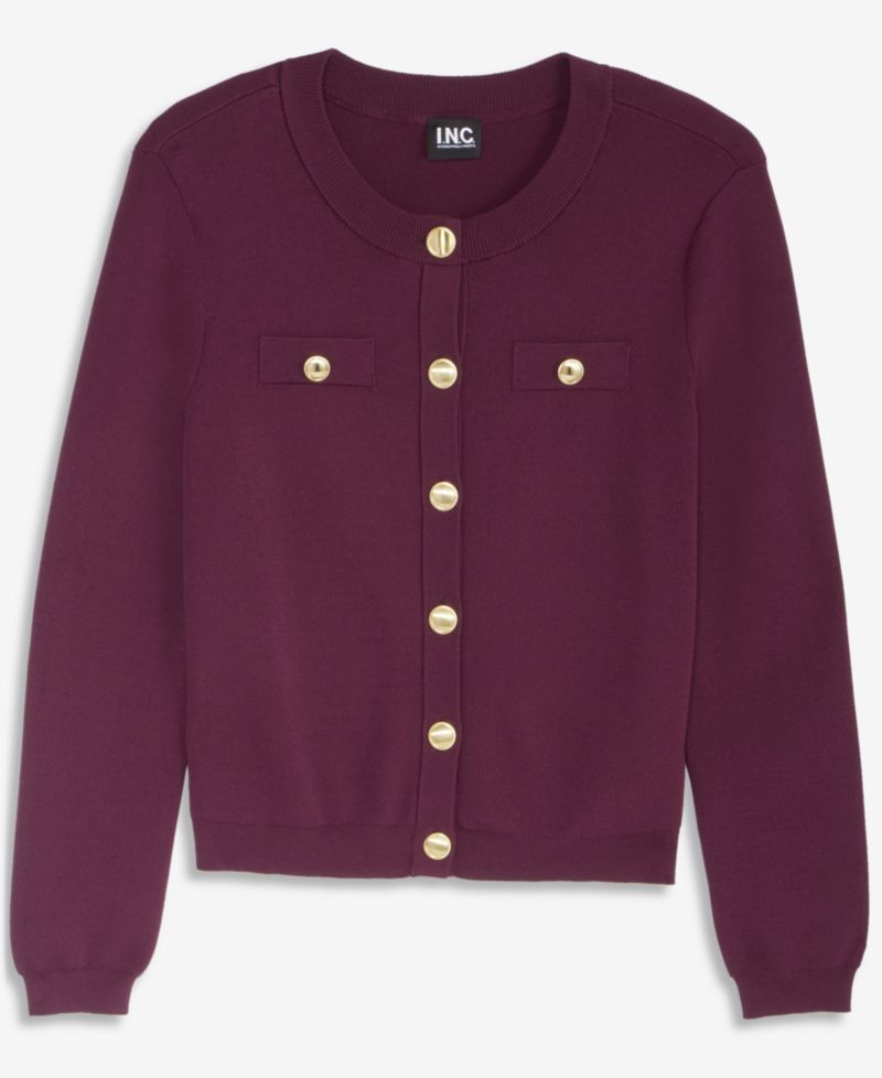 Women's Petite Structured Button-Front Cardigan