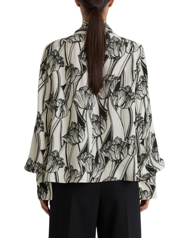 Women's Kennedy Floral-Print Balloon-Sleeve Tie-Neck Blouse