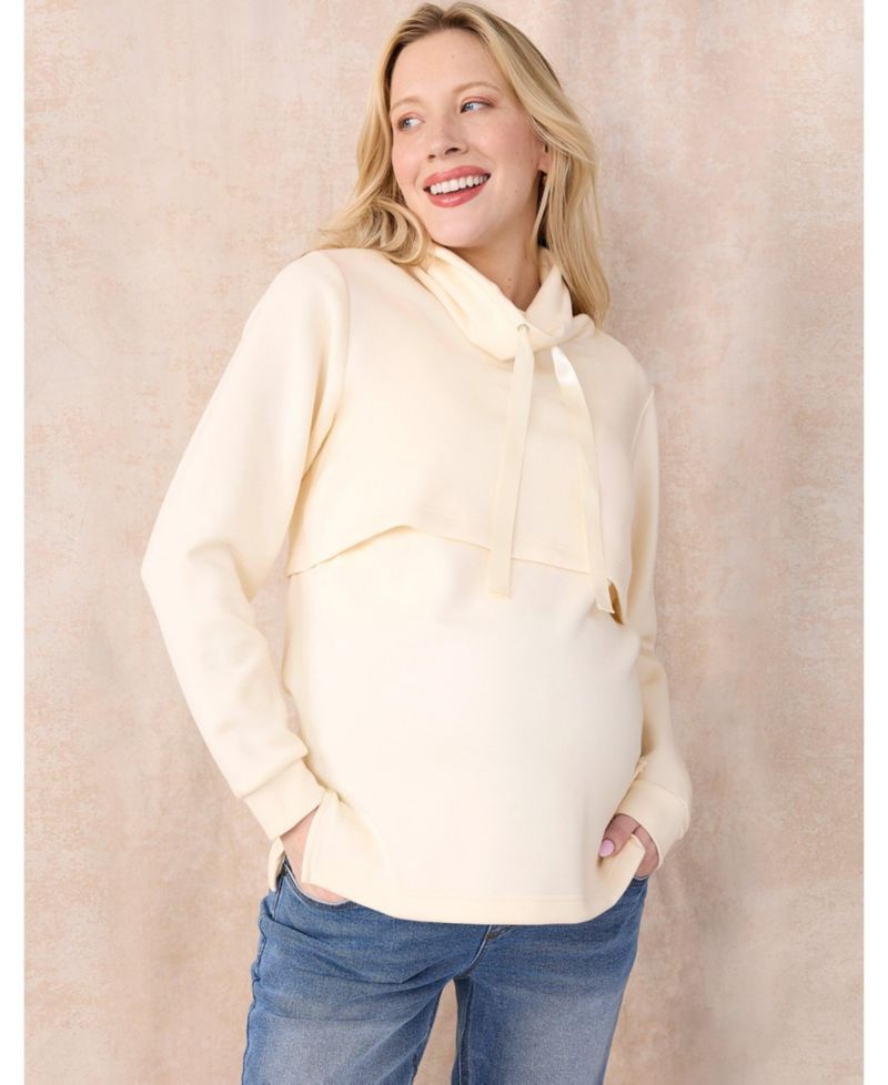 Women's Funnel Neck Pullover Nursing Sweatshirt - Motherhood Maternity