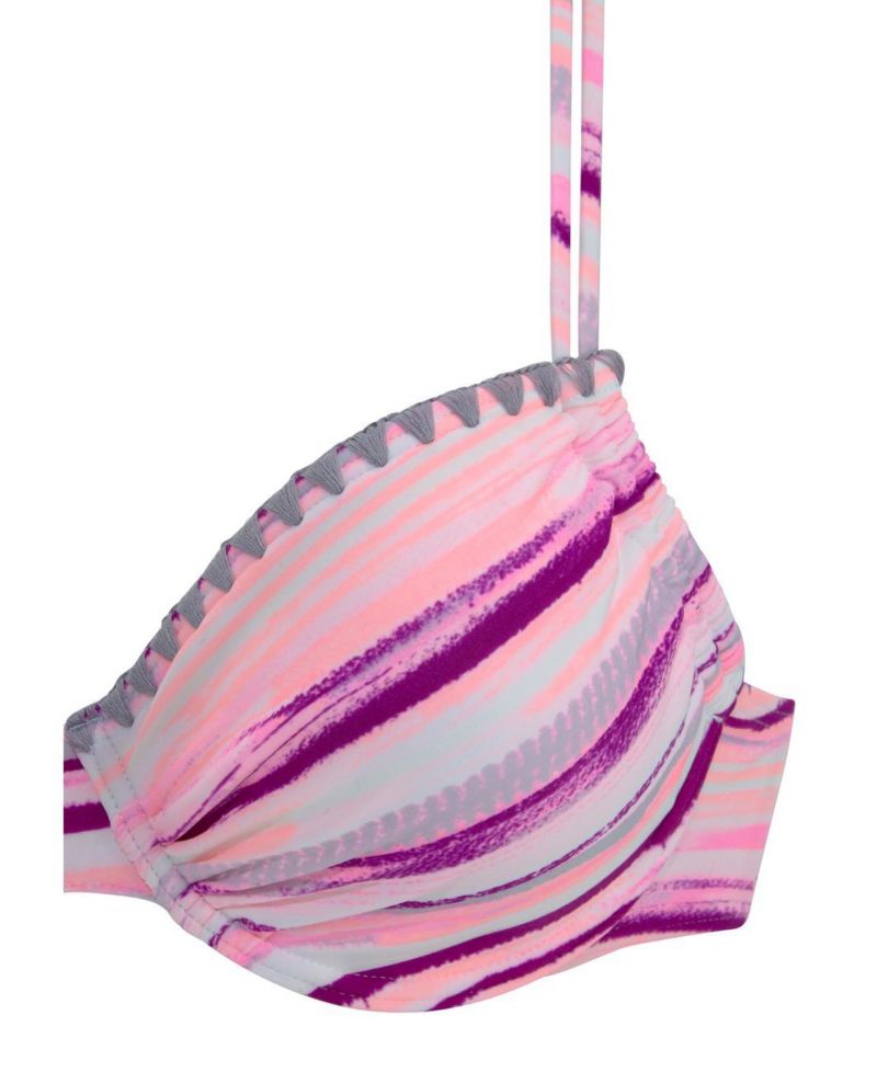 Women's Printed Crochet Removable Pads Underwire Bikini Top