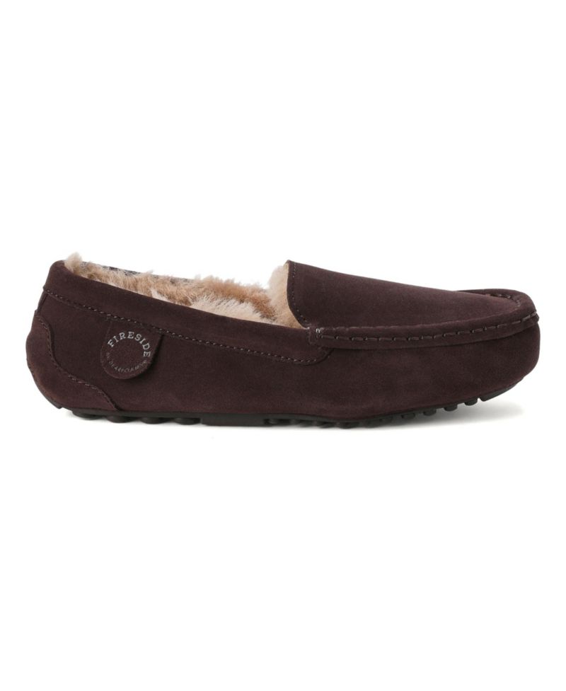 Dearfoams Women's Fireside Mel Genuine Shearling Moccasin Slipper