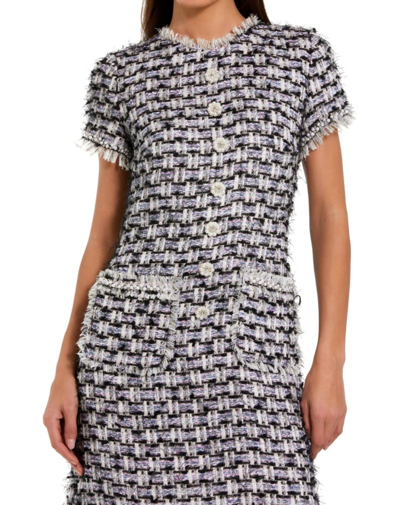 Women's Cap Sleeve Floral Button Detail Shift Dress