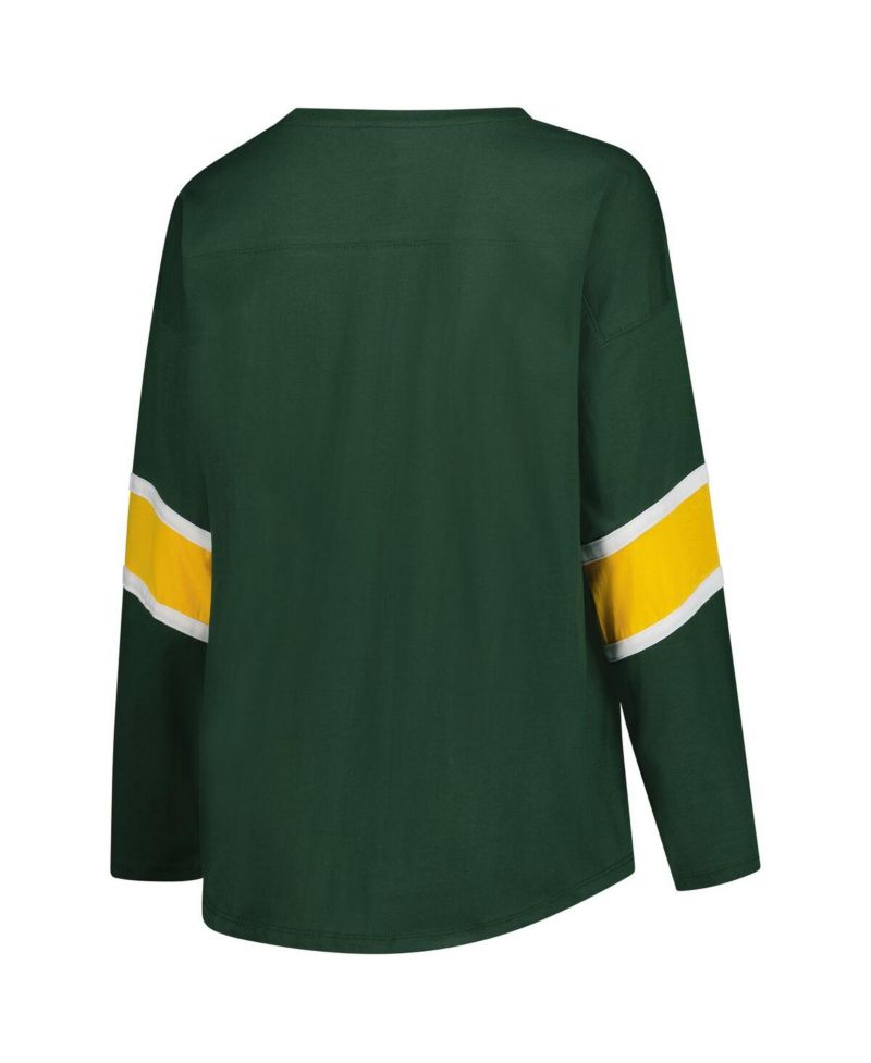 Women's Green Bay Packers Plus Size Redzone 3/4-Sleeve Scoop Neck T-Shirt