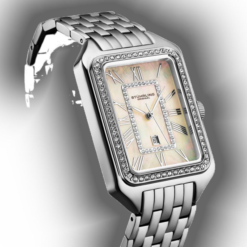 Lustra 32mm Rectangle Quartz Fashion Watch with Crystals