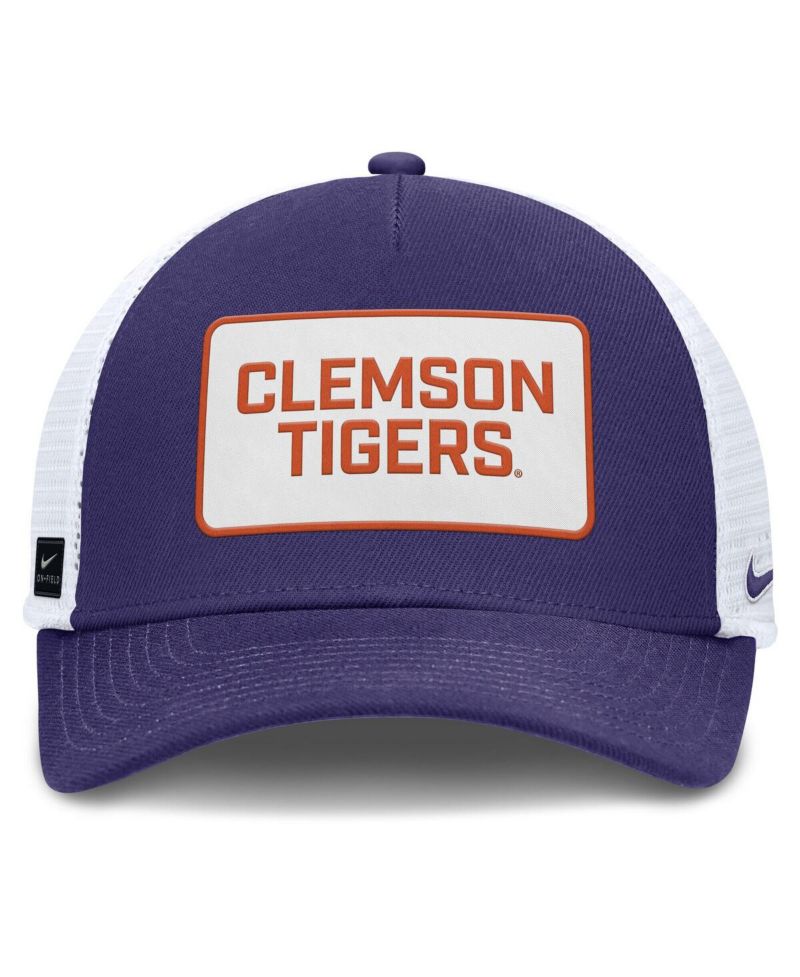 Men's Purple/White Clemson Tigers 2025 On-Field Rise Patch Trucker Adjustable Hat