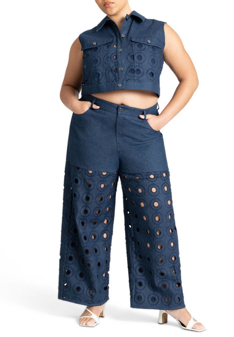 Women's Circular Cutout Denim Pant