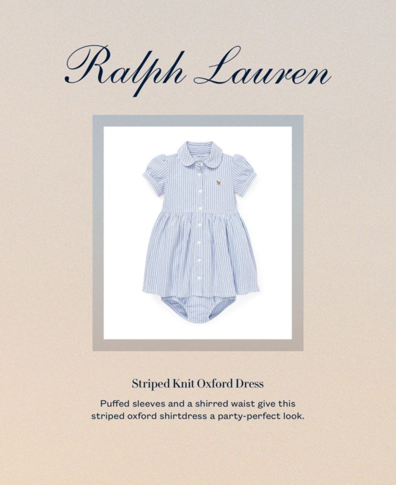 Baby Girls Striped Knit Oxford Dress