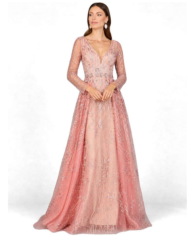 Women's Elegant Overskirt Dress with Long Sleeves