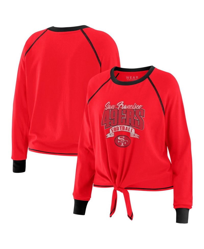 Women's Scarlet/Black San Francisco 49ers Tie-Front Long Sleeve Top