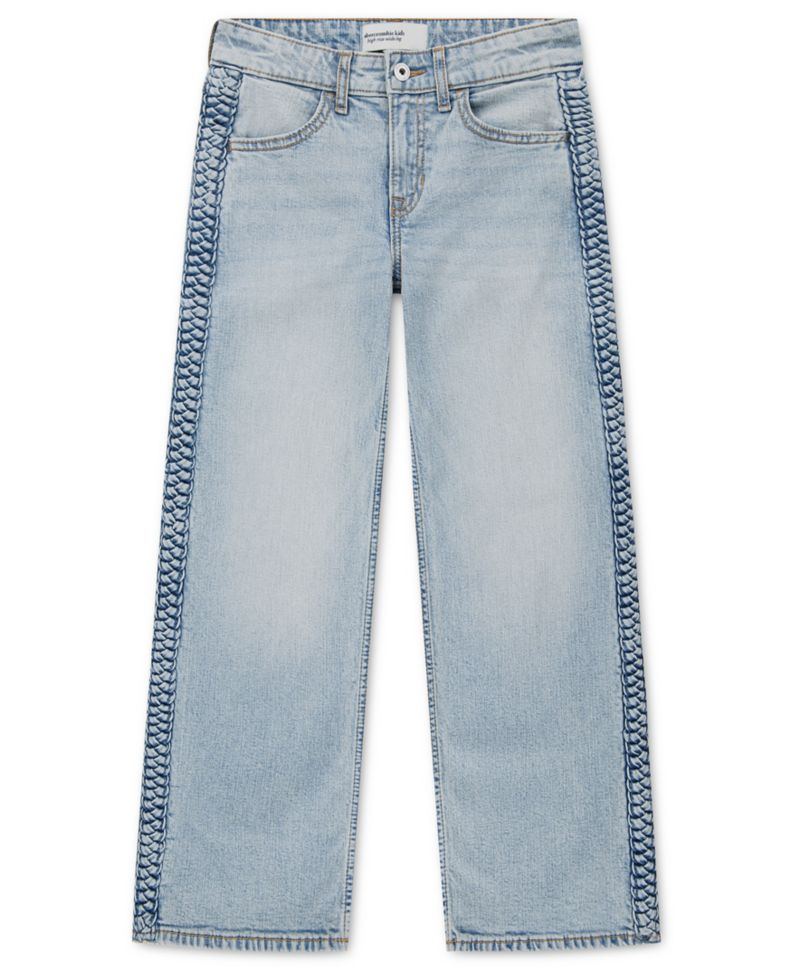 Girls' 5-16 Braided High-Rise Wide-Leg Jeans
