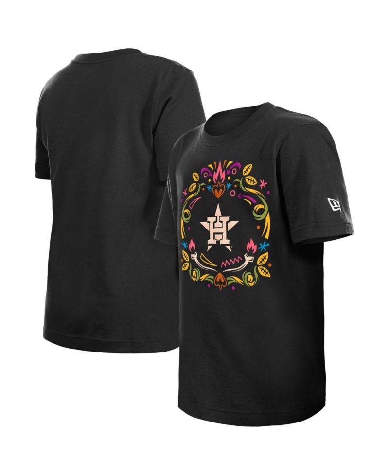 Big Boys and Girls Black Houston Astros Día de los Muertos T-Shirt