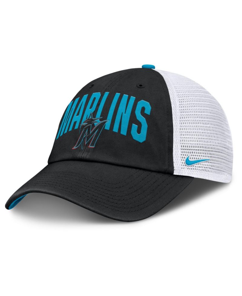 Men's Black Miami Marlins Primetime Club Adjustable Trucker Hat