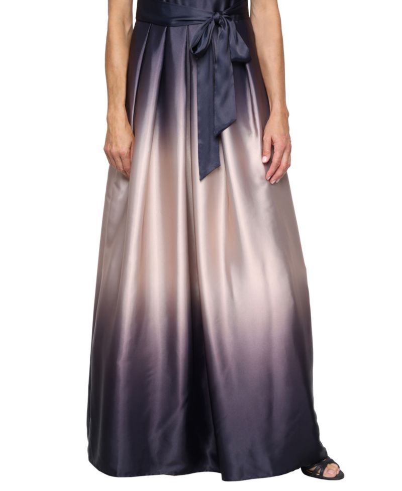 Petite Ombr&eacute; Satin Bow Sash Gown