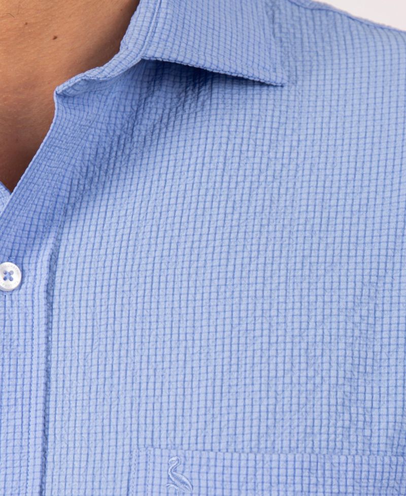 Men's Solid Seersucker Short Sleeve Shirt