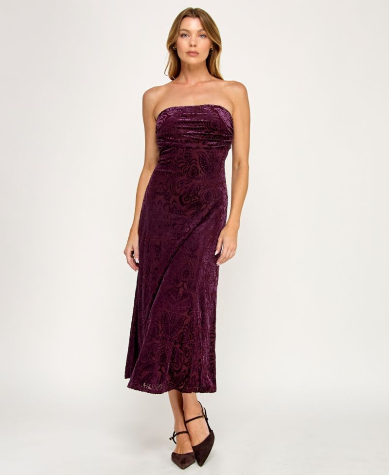 Juniors' Burnout Velvet Sleeveless Scarf Midi Dress