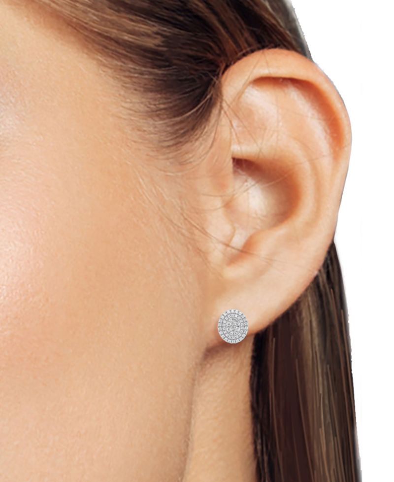 Lab Grown Diamond Double Halo Cluster Stud Earrings (2 ct. t.w.) in Sterling Silver or 14k Gold-Plated Sterling Silver