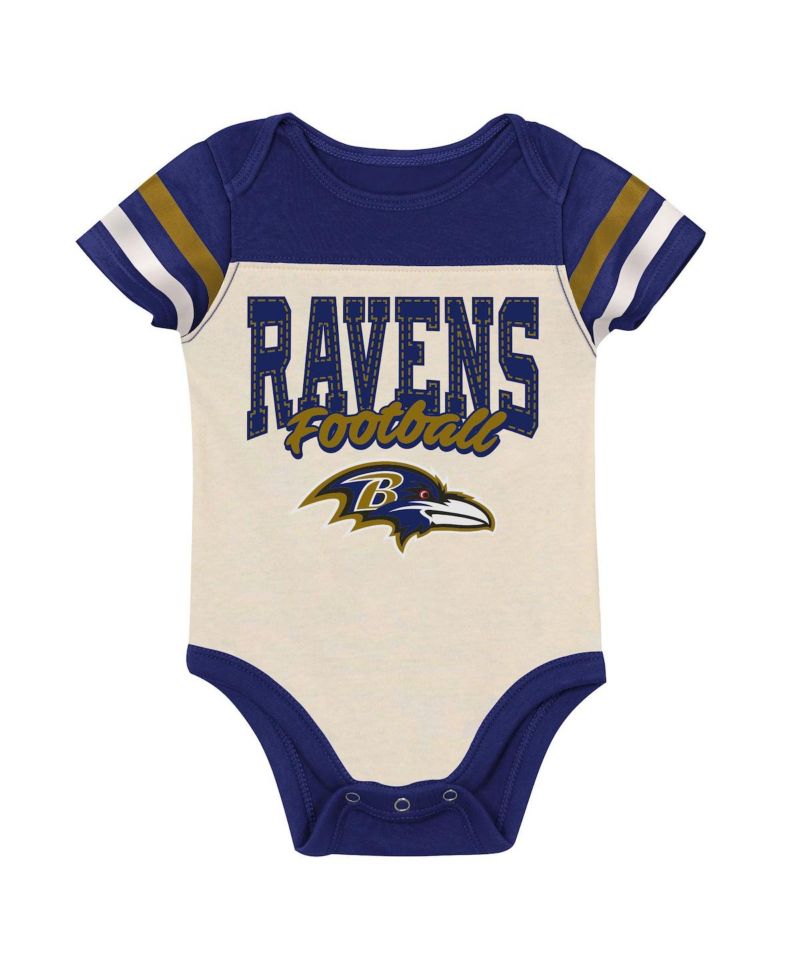 Baby Boys and Girls Baltimore Ravens Up One Bodysuit, Bib & Booties Set