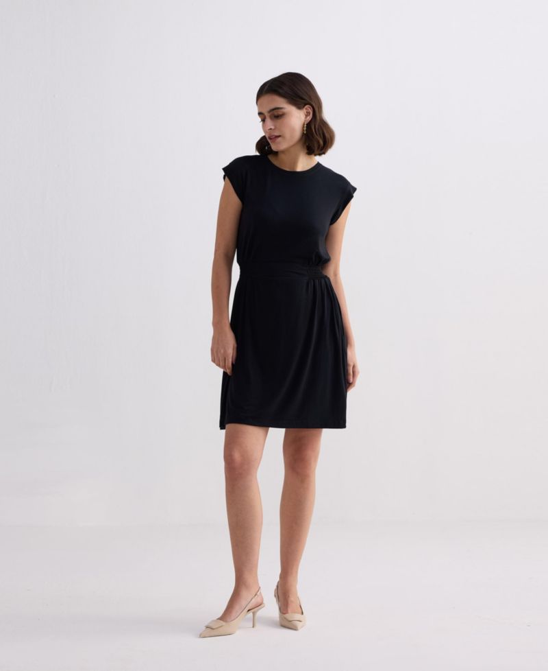 Women's Short Dress With Smocking Side Detail