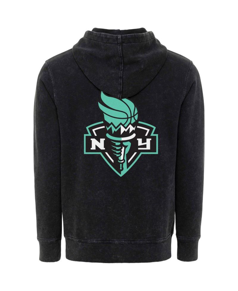 Men's and Women's Black New York Liberty Rock Roll Collection Jimi Mineral Wash Pullover Hoodie