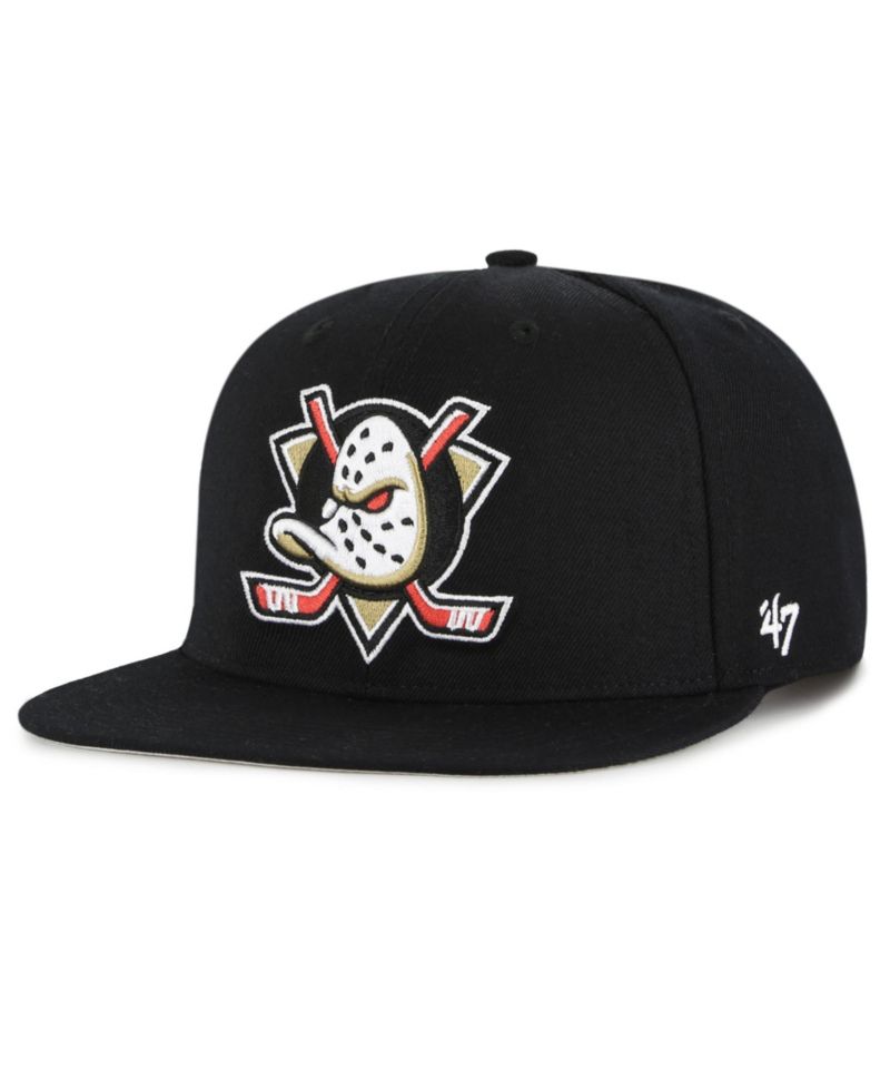 Men's '47 Black Anaheim Ducks No Shot Captain Snapback Hat