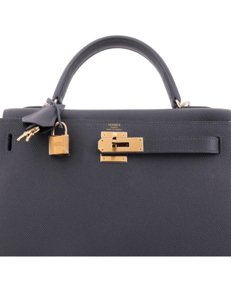 Kelly 28 Handbag Grey Epsom with Permabrass Hardware