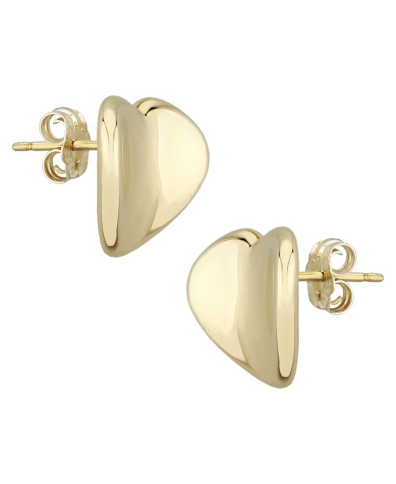 Dapped Heart Stud Earrings Set in 14k Gold
