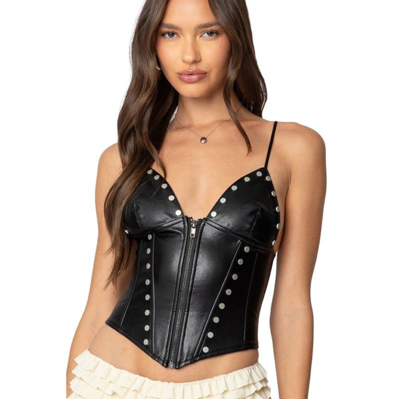 Women's Studded Faux Leather Corset