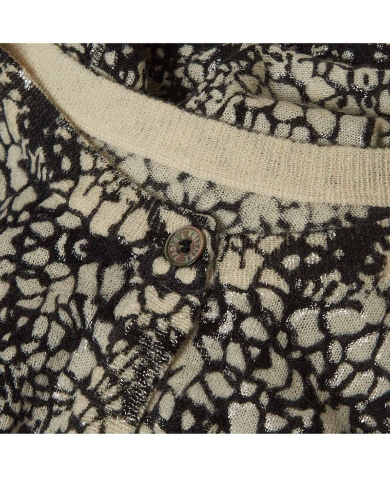 Women's Pre-Owned Zadig and Voltaire Black/white Abstract Print Cashmere Buttoned Cardigan