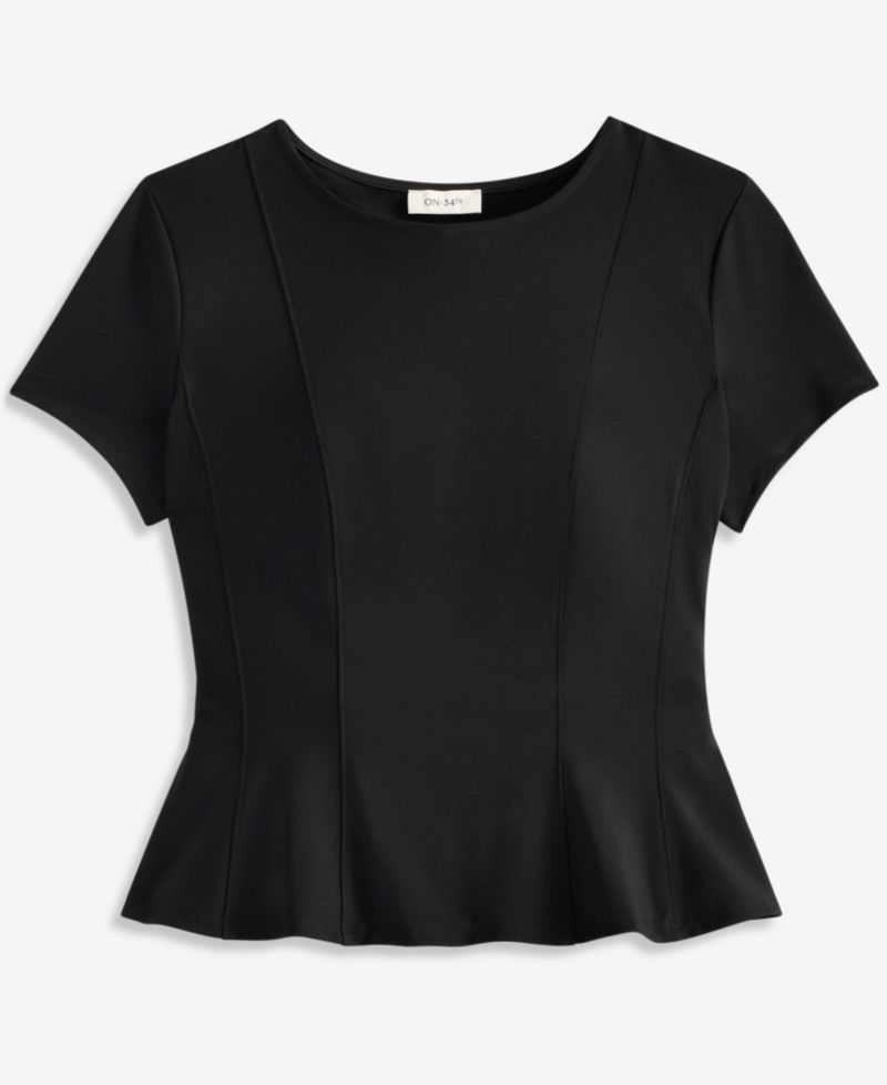 Women's Princess Seam Short-Sleeve Ponte Top