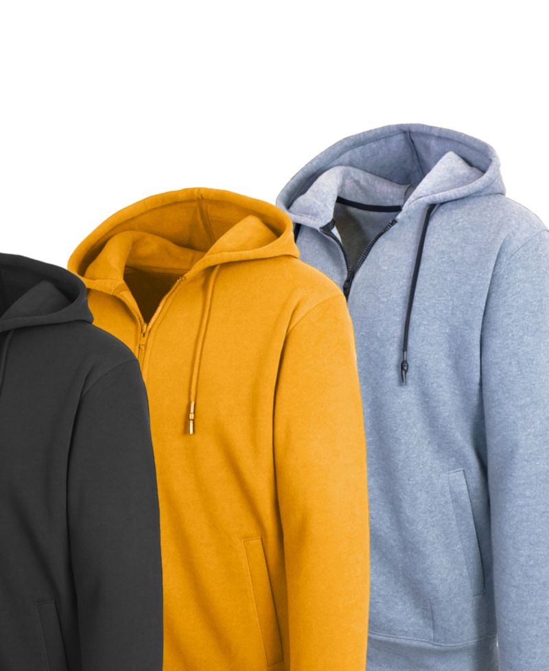 Men's Full Zip Hooded Sweatshirt, 3-Pack