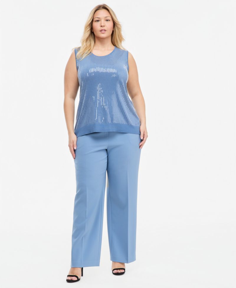 Plus Size Scoop Neck Sequin Sleeveless Tank