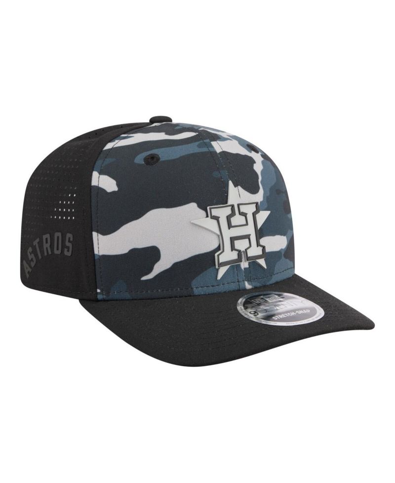 Men's Black Houston Astros Tonal Camo 9SEVENTY Stretch-Snap Hat