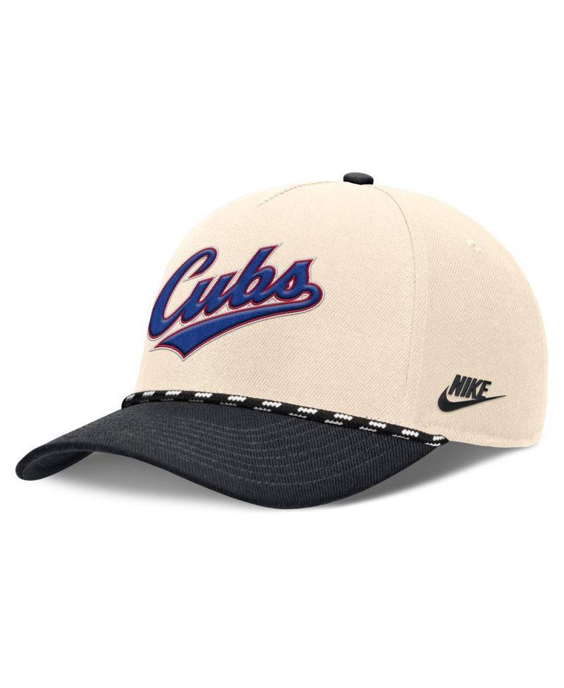 Men's Natural/Black Chicago Cubs Cooperstown Collection Rise Adjustable Hat