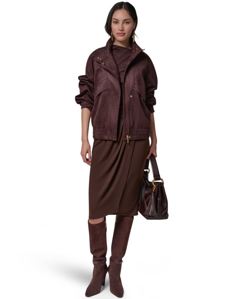 Women's Fitted Zip-Front Faux Suede Jacket