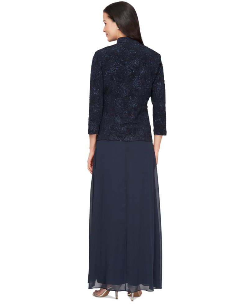 Dress and Jacket, Patterned Sparkle Evening Dress