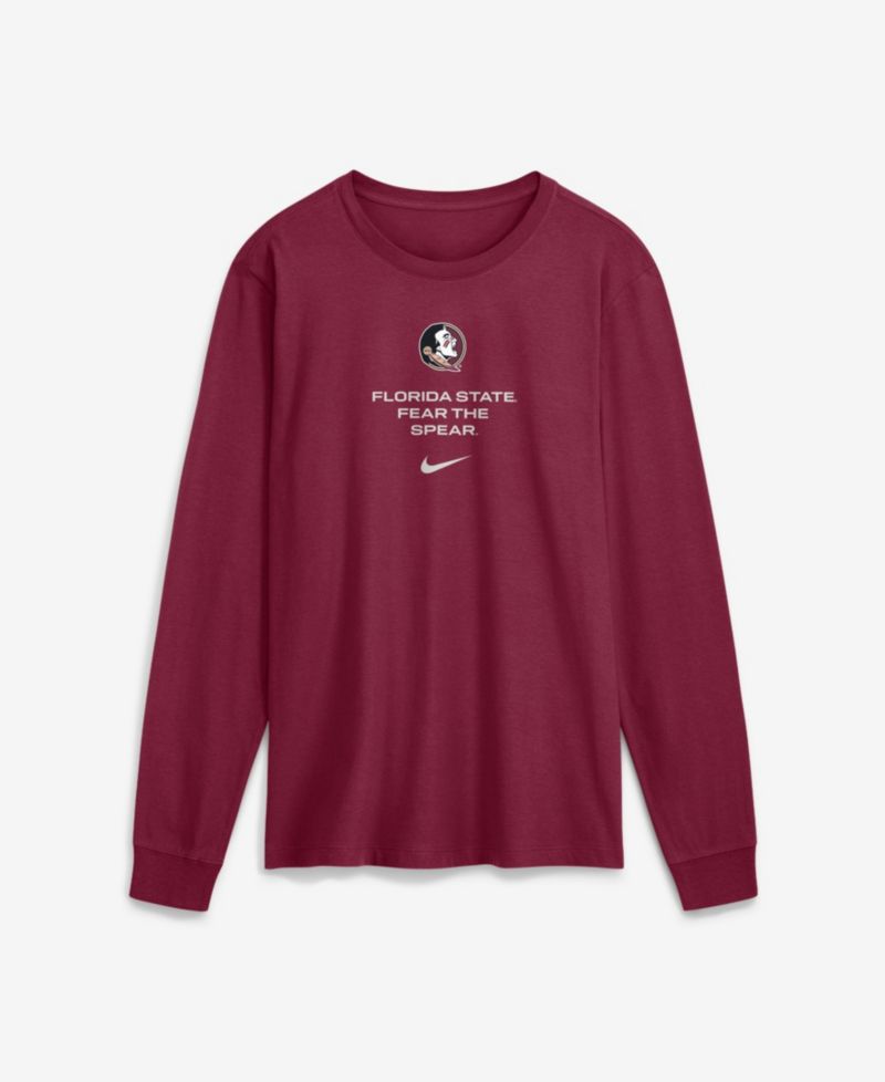 Men's Florida State Seminoles Florida State Sideline Screen Print Graphics Long Sleeve T-Shirt