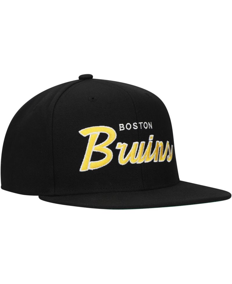 Men's Black Boston Bruins Core Team Script 2.0 Snapback Hat