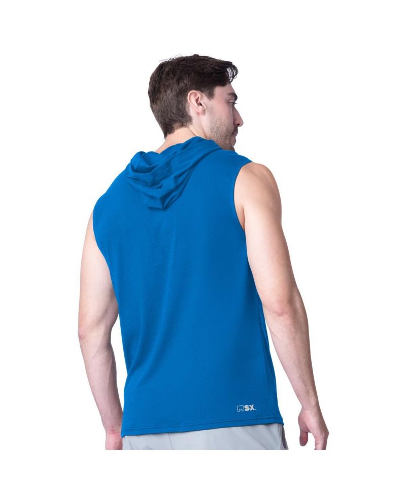 Men's Royal Detroit Lions Action Sleeveless Pullover Hoodie