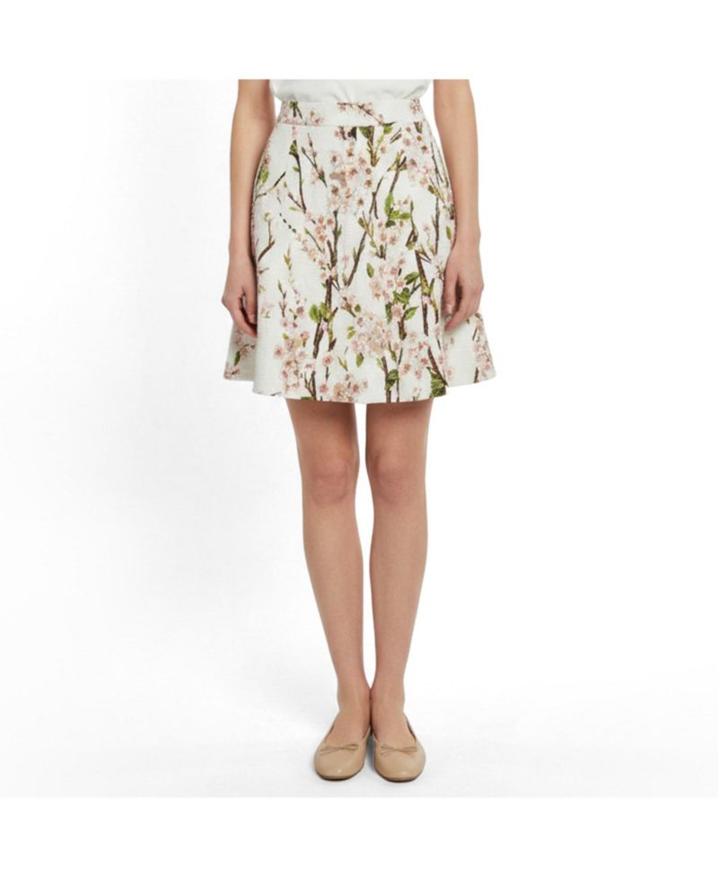 Women's Floral Print Sequined Tweed Mini Skirt