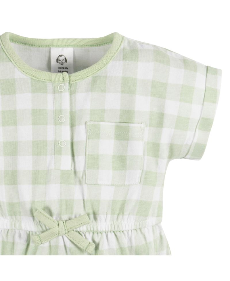 Baby Girls Sleeveless and Short Sleeve Romper, 2 Pack